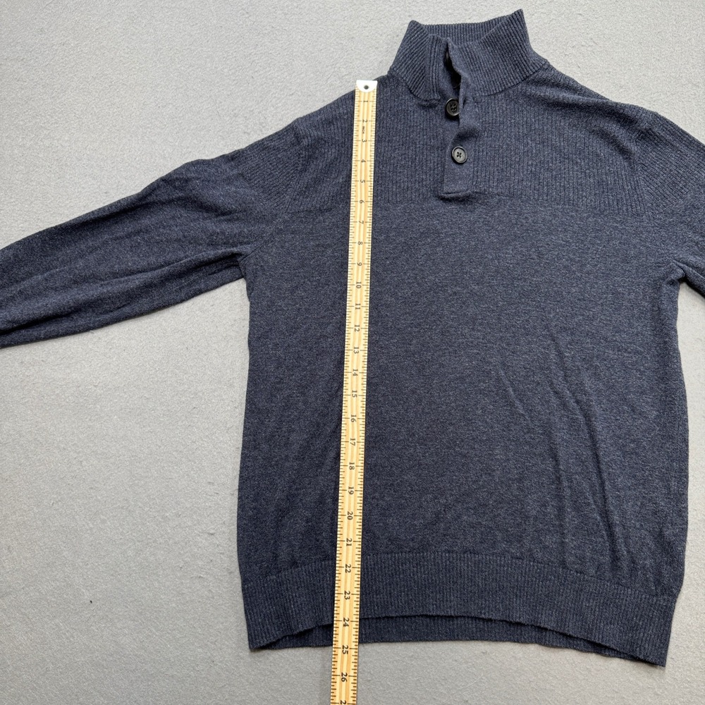 Banana Republic Sweater Men's Small Gray Mockneck Henley Quarter Pullover Preppy - Picture 3 of 6